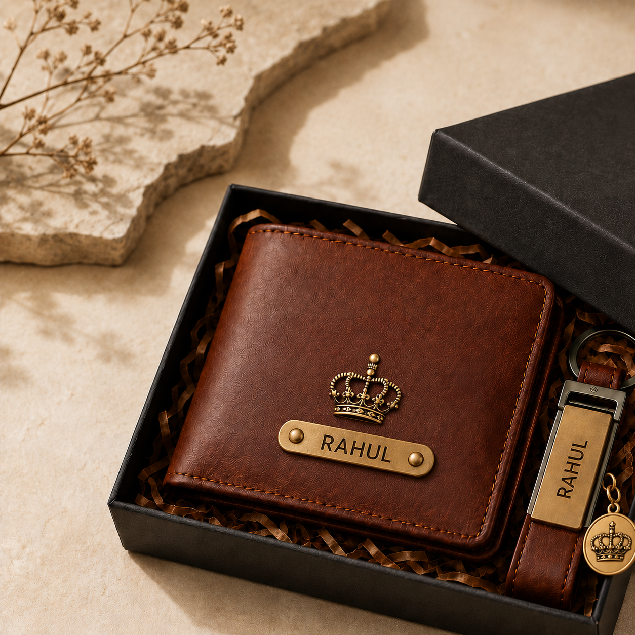 Personalized Wallet & Keychain Gift Set for Him