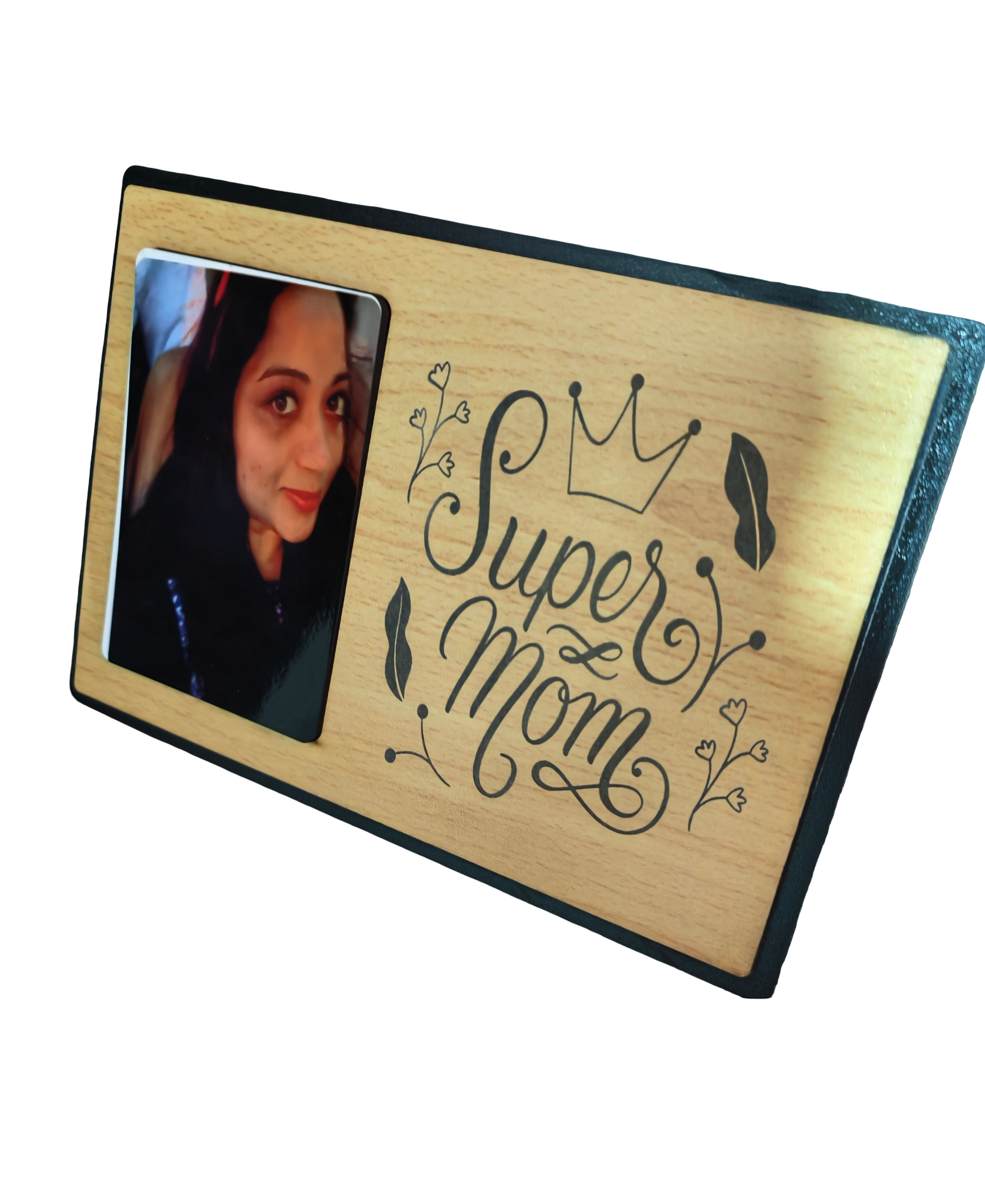 Super Mom engraved frame with your customized photo